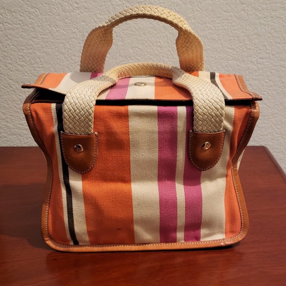 Kate Spade Striped Canvas Box Handbag